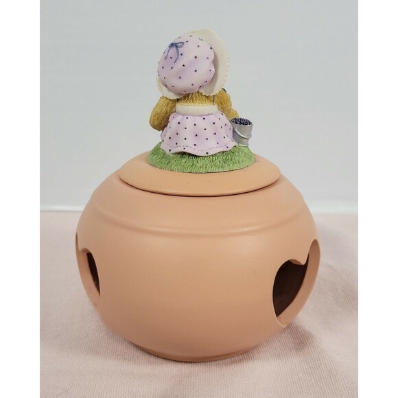 3 Piece Cherished Teddies 111601 Tea Light Round Heart Cutout Figurine Top 2002 - Picture 4 of 12